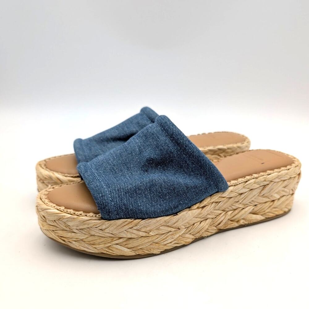 Dolce Vita Chavi Platform Slide Sandal Open Toe Women's Blue Denim Size US9